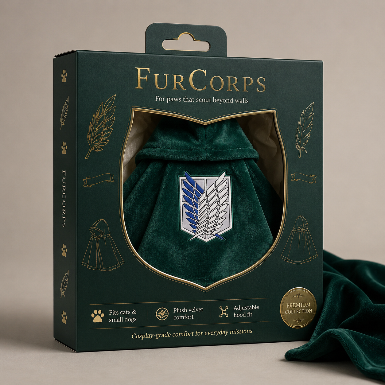 FurCorps Scout Cloak in premium gift box packaging
