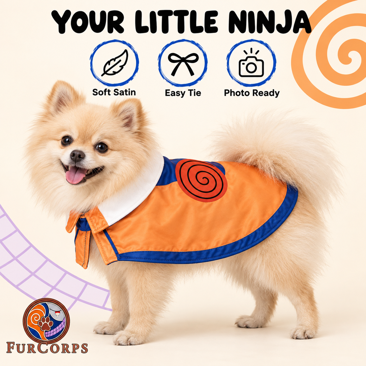 Naruto Pet Cloak on a small dog