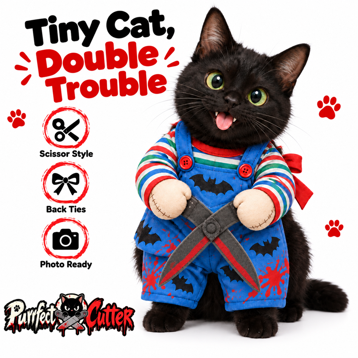 Purrfect Cutter — carousel 1 — pet costume with joined soft cloth scissors