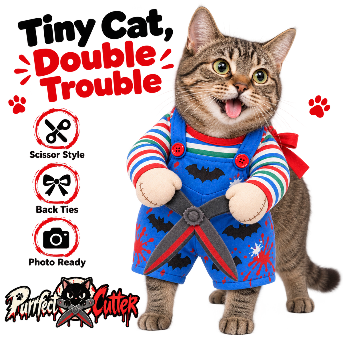 Purrfect Cutter — carousel 2 — pet costume with joined soft cloth scissors