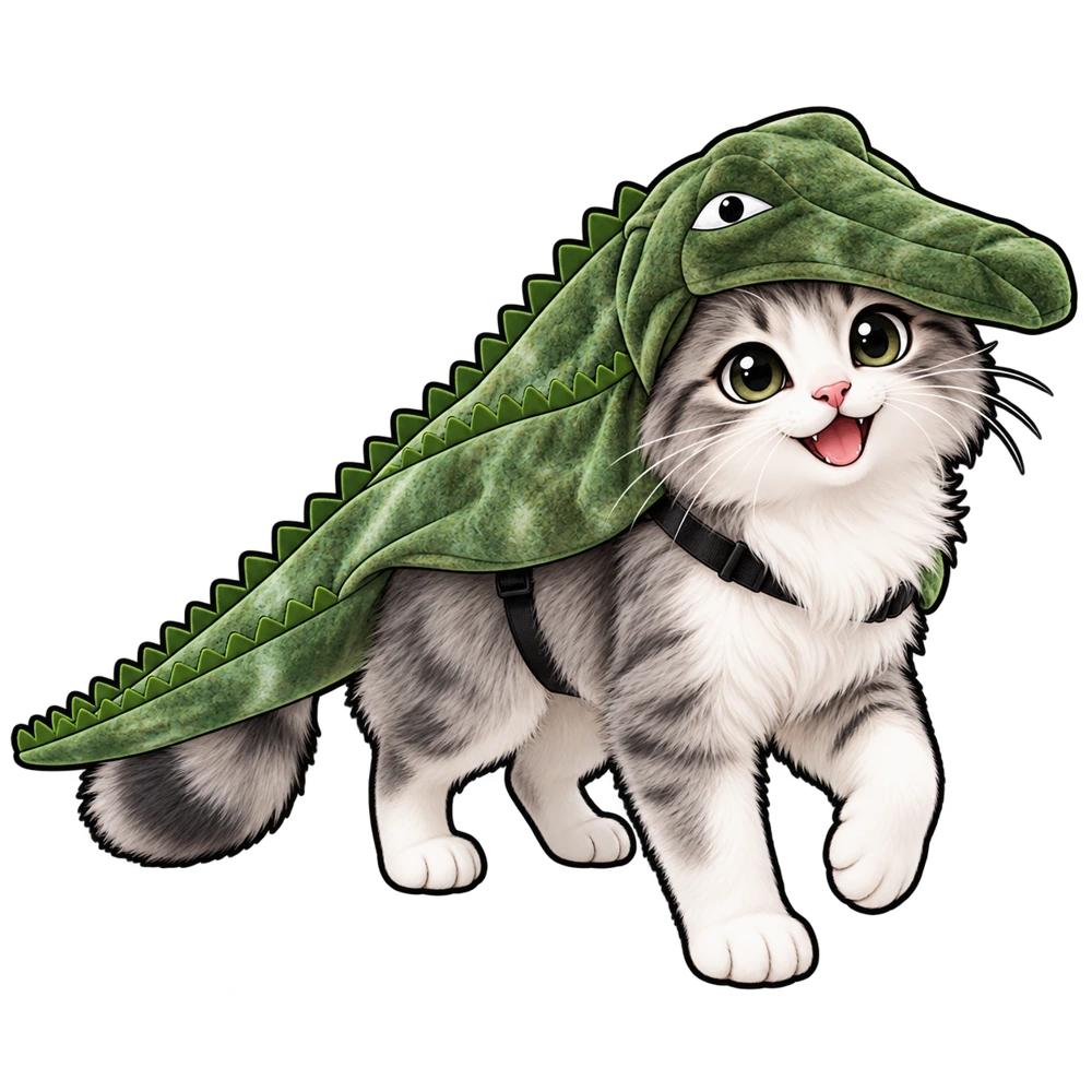 GatorPaws cat mascot wearing the draped alligator cape