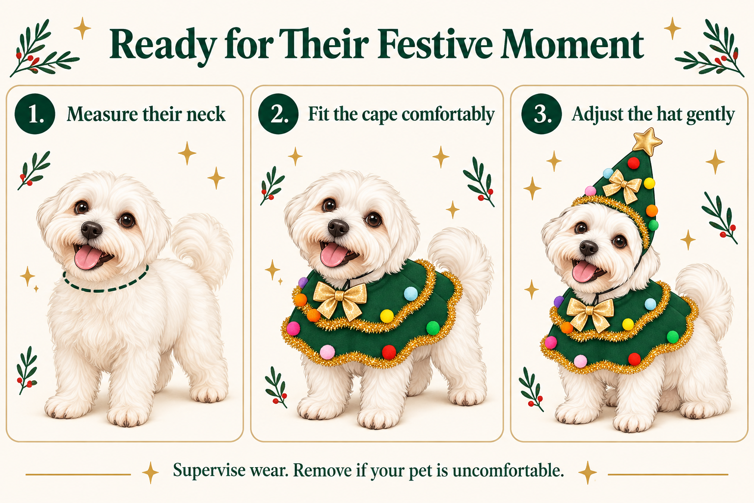 How to gently introduce the Pupmas cape and separate tree hat